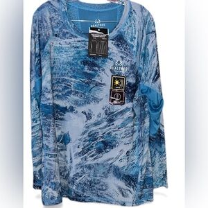 Realtree Aspect Women's Long Slv Reversible Perfrmnce Fishing Tee Shirt-Blue 2X